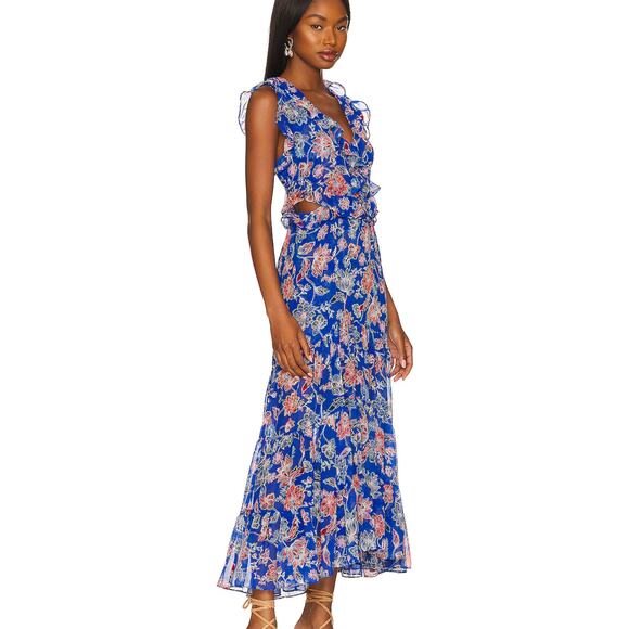 Misa Los Angeles Natasha‎ Cut Out Ruffled Midi Dress Large - Picture 1 of 13